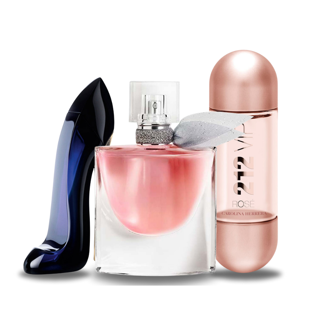 Combinazione di 3 fragranze GOOD GIRL, LA VIE EST BELLE e 212 VIP ROSÉ 100 ml